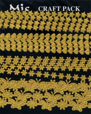 4m Assorted Fabric Ribbons - Gold - KP832